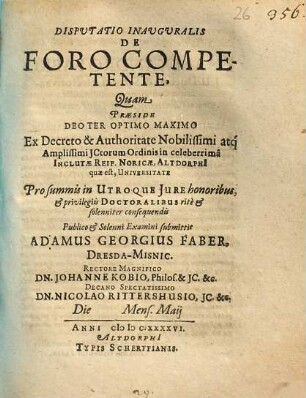 Disputatio Inauguralis De Foro Competente