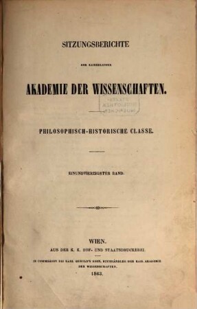 Sitzungsberichte. 41. 1863
