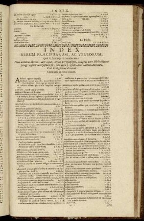 Index Rerum Praecipuarum, Ac Verborum, [...]