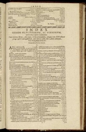 Index Rerum Praecipuarum, Ac Verborum, [...]