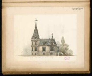 Wohnhaus, Eberswalde Monatskonkurrenz Juli 1880: Aufriss Straßenansicht; Maßstabsleiste