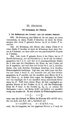 XI. Abschnitt. Die Krümmung der Flächen.