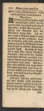 Gebet eines Gefangenen, oder auch zum Tod verurtheilten Menschen.