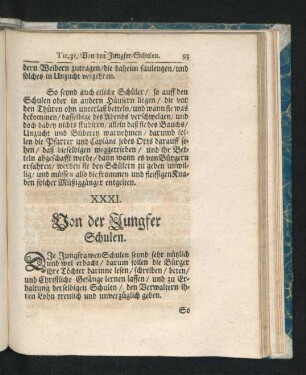 XXXI. Von der Jungfer Schulen. - XL. De Synodo.