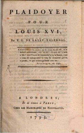 Plaidoyer pour Louis XVI