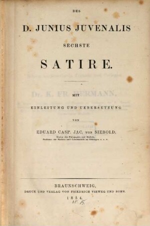 Des D. Junius Juvenalis sechste Satire