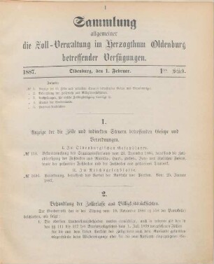 1. Februar 1887-17. Dezember 1889 = 1tes-26tes Stück