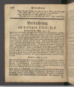 Betrachtung am heiligen Oster-Fest.