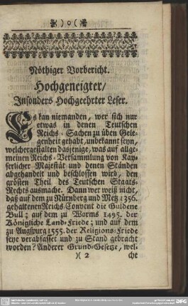 Nöthiger Vorbericht