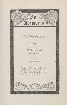 The Distinguished Dead Of Other Grand Jurisdictions