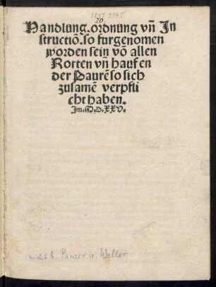 Handlung ordnung. vñ Jn||structiõ. so furgenomen || worden sein võ allen || Rotten vñ haufen || der Paurẽ so sich || zusamẽ verpfli||cht haben.||