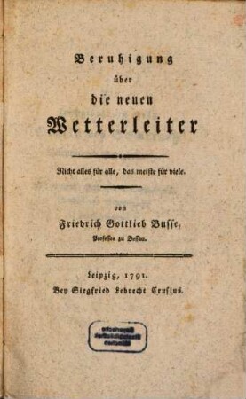 Beruhigung über die neuen Wetterleiter