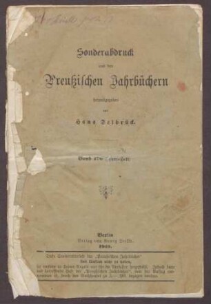 Druckschrift: "Schädigungen des Familienlebens und der Moral Deutschlands durch die Blockade" von Lina Richter, erschienen als Sonderdruck der Preußischen Jahrbücher