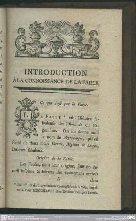 Introduction À La Connoissance De La Fable