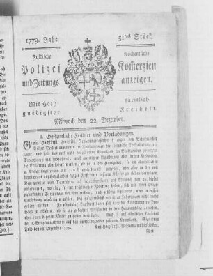 51tes Stück., Ausgabe vom 22. Dezember 1779