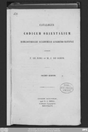 Vol. 4: Catalogus codicum orientalium bibliothecae Academiae Lugduno-Batavae