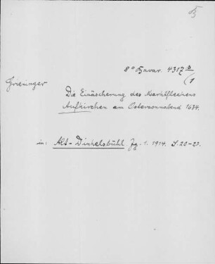 Alter Realkatalog (1501-1952), Teil Bayern, Aufkirchen. Aufkirchen bei Dinkelsbühl; Aufkirchen bei Erding; Aufkirchen am Würmsee - BSB Cbm Cat. 805(1 b Aufkirchen