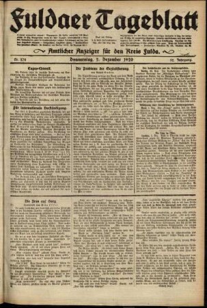Ausgabe vom Donnerstag, den 02. Dezember 1920.