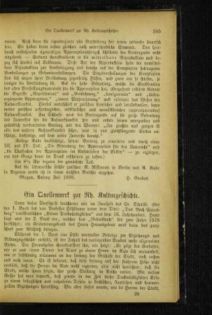 ¬Ein¬ Quellenwerk zur Rh. Kulturgeschichte