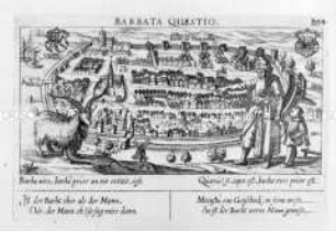 Barth in Pommern, Ansicht mit Szene (aus Fürst, Sciographia Cosmica, Nr. B 54)
