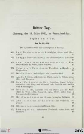 Dritter Tag. Samstag, den 15. März 1930, im Franz-Josef-Saal (Nr. 551-834)