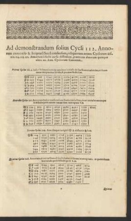 Ad demonstrandum solius Cycli 112. Annorum ...