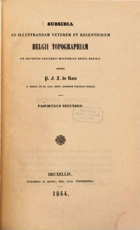 Subsidia ad illustrandam veterem et recentiorem Belgii topographiam, 2