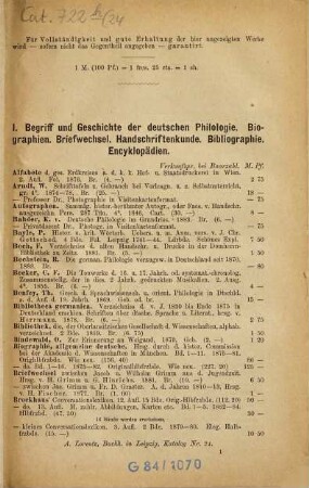 Antiquariats-Katalog ... : Alfred Lorentz. Antiquariats- & Sortimentsbuchhandlung. [Auch m. d. Tit.]: Lager-Katalog ..., 24