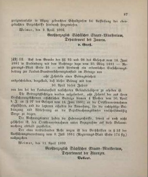 49. Ministerial-Bekanntmachung, das Ausschreiben eines ordentlichen Versicherungsbeitrags zur Landes-Brandversicherungsanstalt betreffend