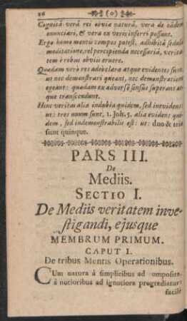 Sectio I. De Mediis veritatem investigandi, ejusque