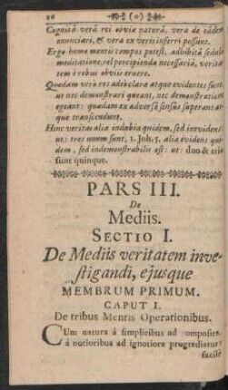 Sectio I. De Mediis veritatem investigandi, ejusque