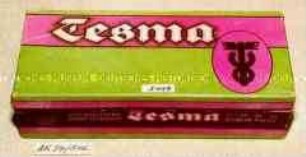 Pappschachtel für 100 Stück Zigaretten "Tesma" (Abbildung: Warenzeichen? im Oval)