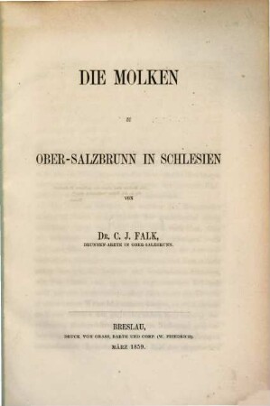 Die Molken zu Ober-Salzbrunn in Schlesien