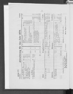 Anlage III. Abrechnung für das Jahr 1876.