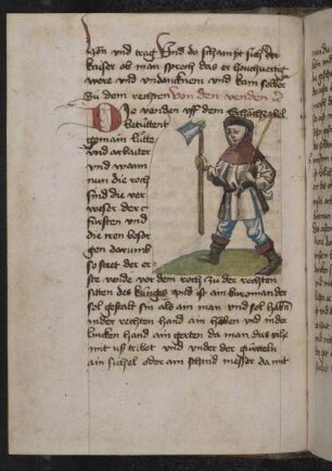 Figur (Der erste Vend): Bauer mit Hacke, Gerte und Sichel als Attribute