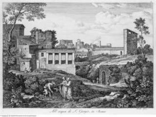 J.A. Koch, Malerische Ansichten aus Rom und seiner Umgebung, o.O.u.J (Titel fingiert), 20 Bl., "All'acqua di S. Giorgio, in Roma" (Taf. 5)