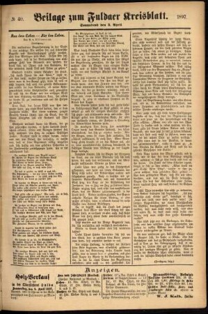 Zweite Ausgabe vom Samstag, den 03. April 1897.