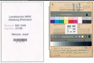 Entnazifizierung Josef Menzen , geb. 06.06.1905 (Vermessungsinspektor)