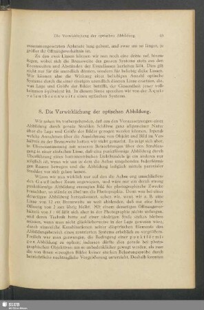 8. Die Verwirklichung der optischen Abbildung