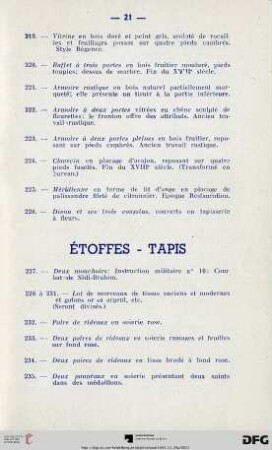 Étoffes - Tapis (Nr. 227-241)