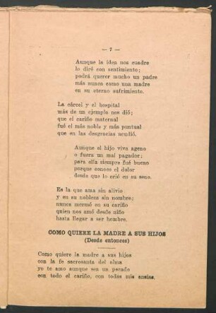 Como quiere la madre a sus hijos : (Desde entonces)