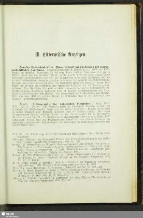 III. Litterarische Anzeigen