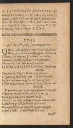 XXIIX. Ad Studiosam juventutem.