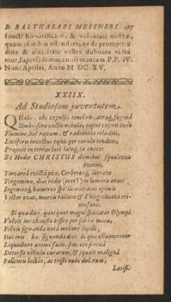 XXIIX. Ad Studiosam juventutem.