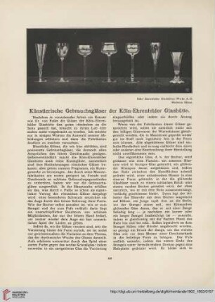 Künstlerische Gebrauchsgläser der Köln-Ehrenfelder Glashütte