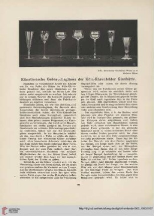 Künstlerische Gebrauchsgläser der Köln-Ehrenfelder Glashütte