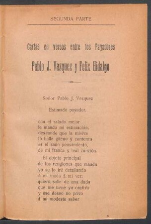 [Carta al] Señor Pablo J. Vázquez