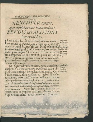 Cap. II. de Exemplis eorum, qui adoptaunt subdominos Feudis uel Allodiis imperialibus.
