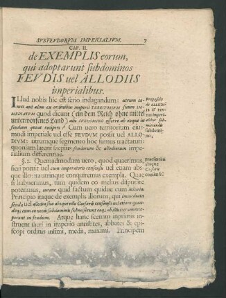 Cap. II. de Exemplis eorum, qui adoptaunt subdominos Feudis uel Allodiis imperialibus.