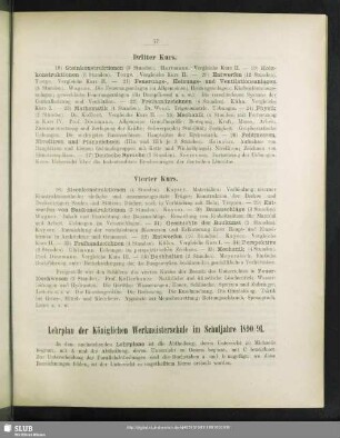 Lehrplan der Königlichen Werkmeisterschule